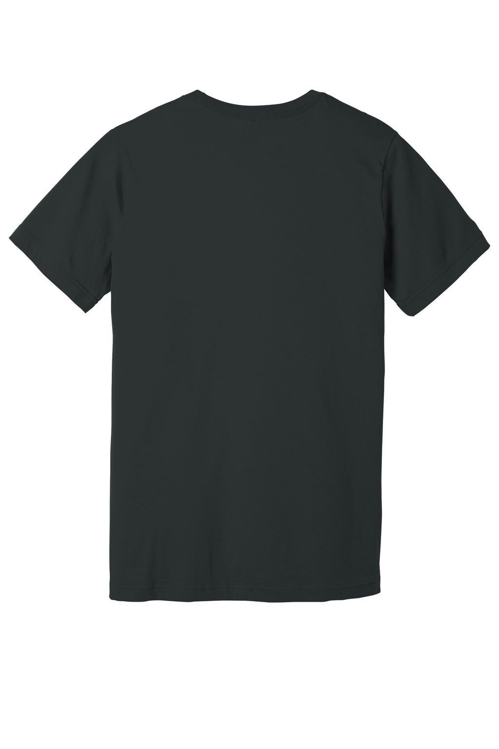 Rear View of Dark Grey BELLA+CANVAS Unisex Jersey Short Sleeve Tee. BC3001