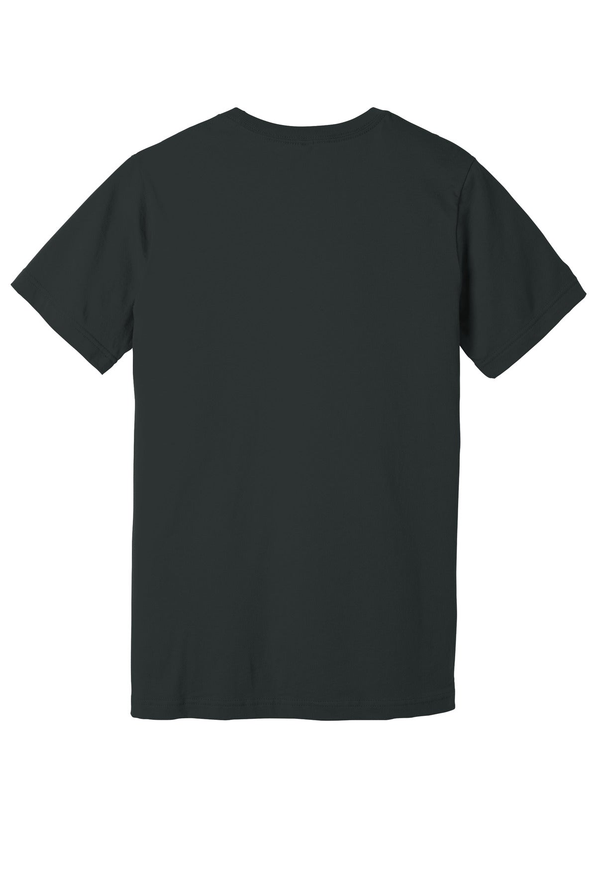 Rear View of Dark Grey BELLA+CANVAS Unisex Jersey Short Sleeve Tee. BC3001